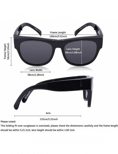 Sport Polarized Oversized Folding Fit over Sunglasses Foldable Over Prescription Sunglasses for Men and Women - Black - C018W...