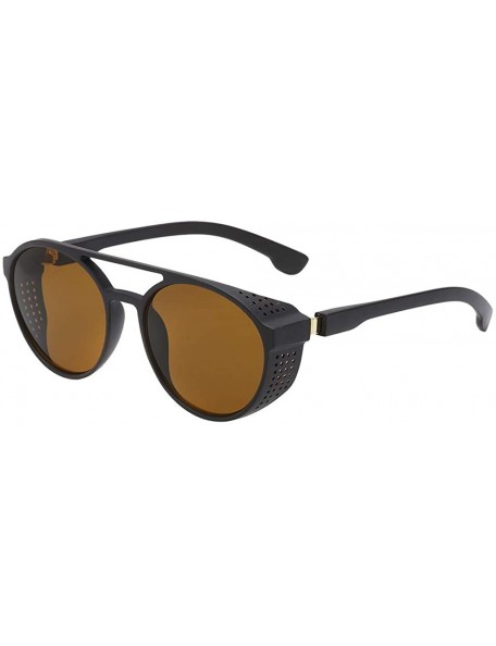 Goggle Unisex Sunglasses Vintage Sun Glasses For Men/Women Eyewear - Coffee - CD18SM6586U $6.78