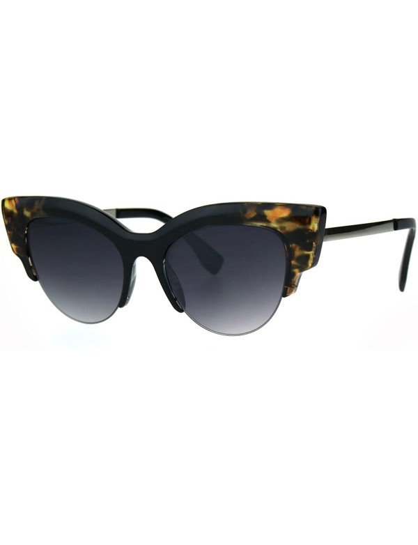 Cat Eye Womens Thick Plastic Half Rim Horned Cat Eye Diva Sunglasses - Black Tortoise Smoke - CH18R73WHDC $15.69