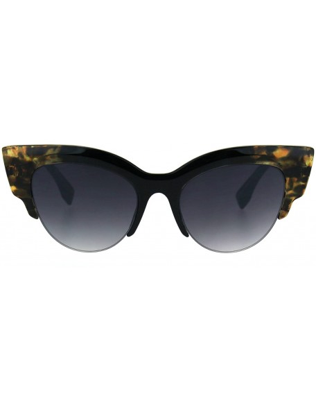 Cat Eye Womens Thick Plastic Half Rim Horned Cat Eye Diva Sunglasses - Black Tortoise Smoke - CH18R73WHDC $15.69