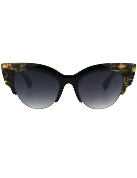 Cat Eye Womens Thick Plastic Half Rim Horned Cat Eye Diva Sunglasses - Black Tortoise Smoke - CH18R73WHDC $15.69