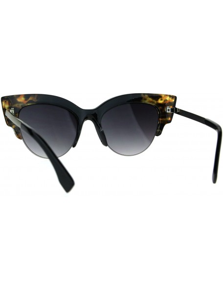 Cat Eye Womens Thick Plastic Half Rim Horned Cat Eye Diva Sunglasses - Black Tortoise Smoke - CH18R73WHDC $15.69