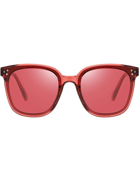 Oversized Oversized Polarized Retro Sunglasses Vintage Fashion For Men Women - Red - CV18O6E98ZD $8.27