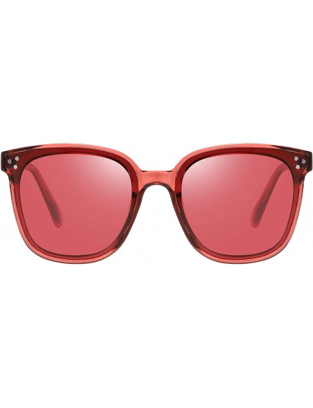 Oversized Oversized Polarized Retro Sunglasses Vintage Fashion For Men Women - Red - CV18O6E98ZD $8.27
