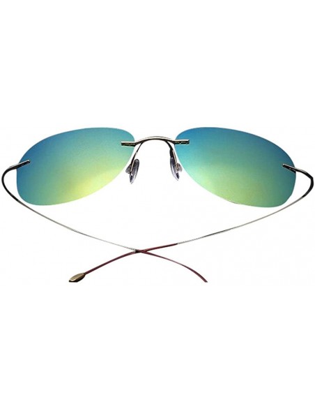 Sport Men's Retro Polarized Sunglasses Unbreakable Frame Sunglasses For Cyling Fishing Driving - Gold Frame Green Lens - C418...