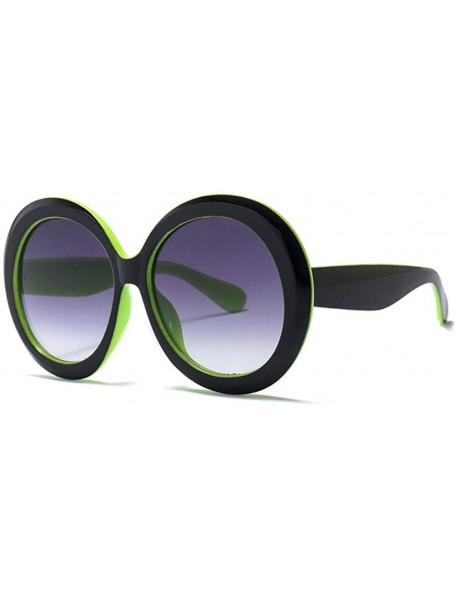Round Round Sunglasses Women 2018 Vintage Black Green Oversized Frames Mirror - 4 - C918WYRYWEG $46.13