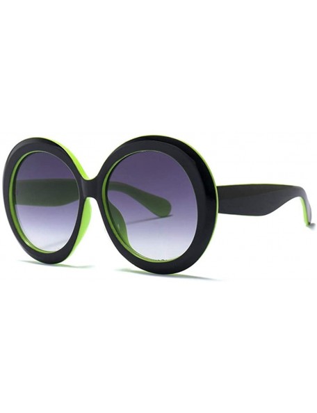 Round Round Sunglasses Women 2018 Vintage Black Green Oversized Frames Mirror - 4 - C918WYRYWEG $28.29