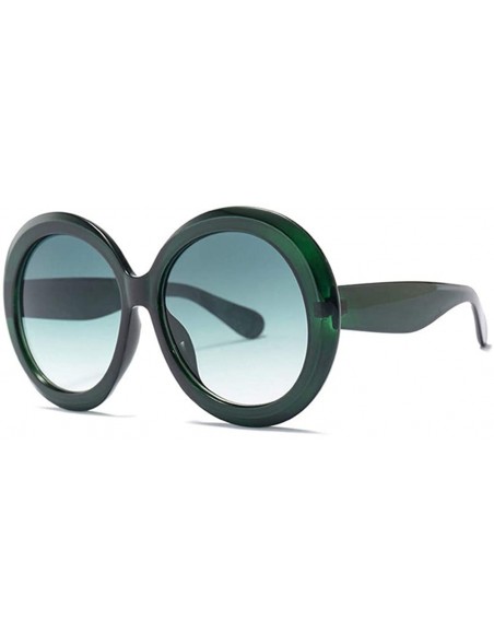 Round Round Sunglasses Women 2018 Vintage Black Green Oversized Frames Mirror - 4 - C918WYRYWEG $28.29