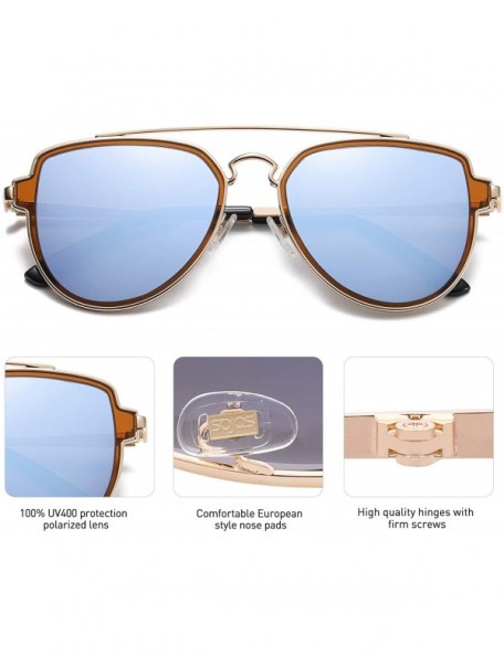 Oversized Fashion Polarized Aviator Sunglasses for Men Women Mirrored Lens SJ1051 - C0188050S8S $15.17