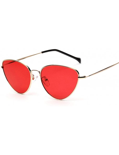 Oversized Cute Sexy Cat Eye Sunglasses Women 2018 Retro Small Black Red Pink Cateye Sun Glasses Vintage Shades For - Red - CB...