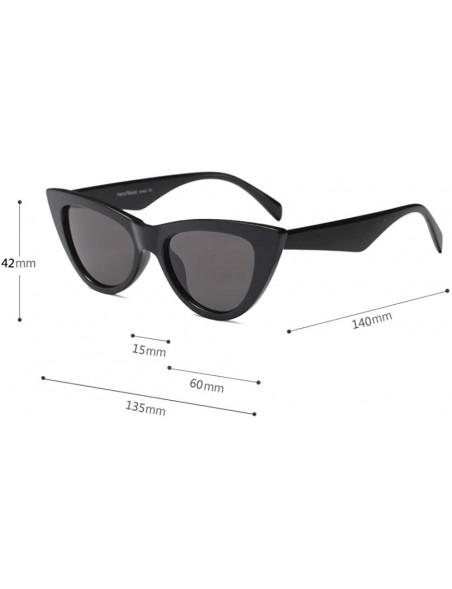 Cat Eye Vintage Retro Women Cateye Sunglasses Clout Goggle Small Fun Colorful Shades - Black - CY18UCAKSY3 $9.82