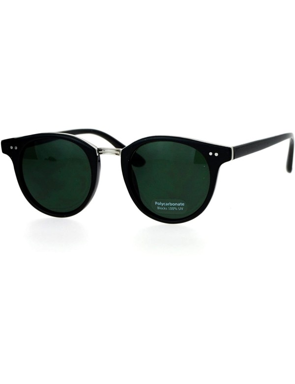 Round Vintage Retro Unisex Fashion Sunglasses Round Horn Rim Double Frame - Black (Green) - C3187C8534O $12.07
