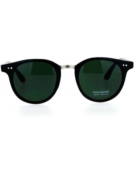 Round Vintage Retro Unisex Fashion Sunglasses Round Horn Rim Double Frame - Black (Green) - C3187C8534O $12.07