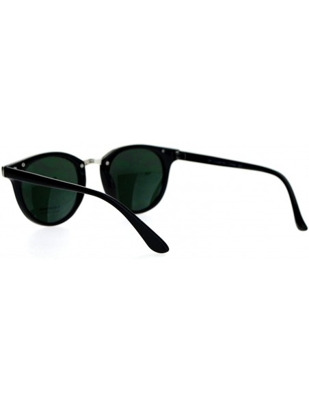 Round Vintage Retro Unisex Fashion Sunglasses Round Horn Rim Double Frame - Black (Green) - C3187C8534O $12.07