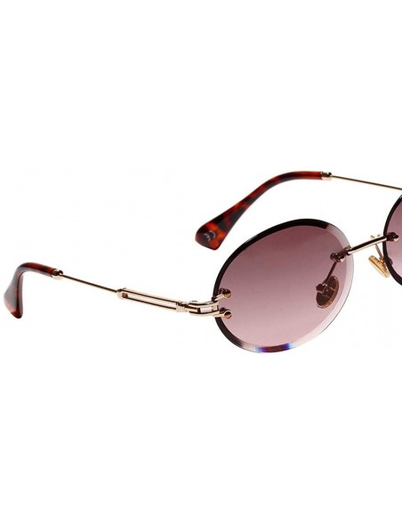 Rimless Women Small Oval Rimless Diamond Cutting Lens Sun Glasses Beach Travel Eyewear - Dark Purple - CZ190HS3RXN $9.45