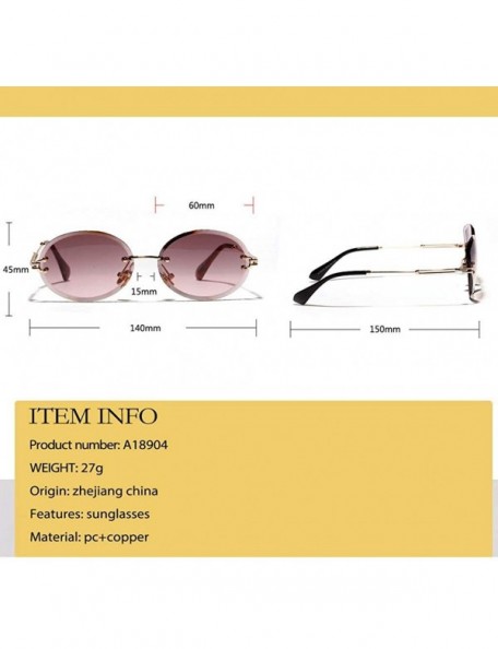 Rimless Women Small Oval Rimless Diamond Cutting Lens Sun Glasses Beach Travel Eyewear - Dark Purple - CZ190HS3RXN $9.45