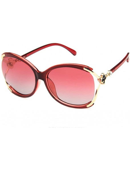 Round Women Sunglasses Retro Gradient Brown Drive Holiday Round Polarized UV400 - Red - CP18RH6ST8D $10.20