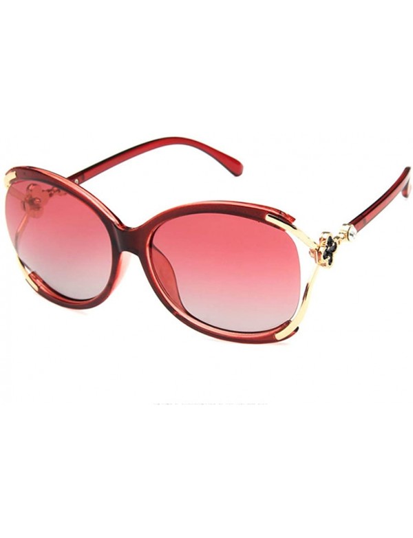 Round Women Sunglasses Retro Gradient Brown Drive Holiday Round Polarized UV400 - Red - CP18RH6ST8D $10.20