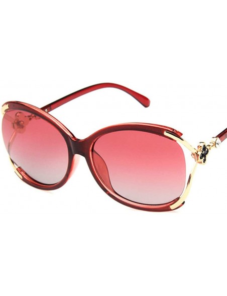 Round Women Sunglasses Retro Gradient Brown Drive Holiday Round Polarized UV400 - Red - CP18RH6ST8D $10.20