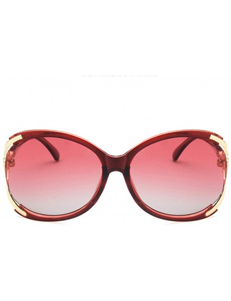 Round Women Sunglasses Retro Gradient Brown Drive Holiday Round Polarized UV400 - Red - CP18RH6ST8D $10.20