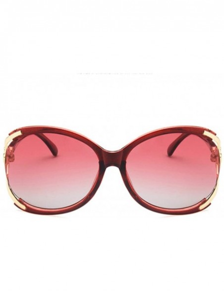 Round Women Sunglasses Retro Gradient Brown Drive Holiday Round Polarized UV400 - Red - CP18RH6ST8D $10.20