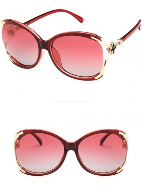 Round Women Sunglasses Retro Gradient Brown Drive Holiday Round Polarized UV400 - Red - CP18RH6ST8D $10.20