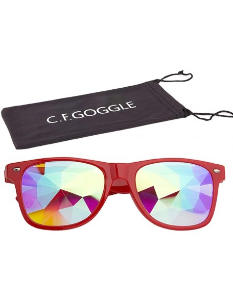 Square Kaleidoscope Glasses Festival Cosplay Rainbow Prism Sunglasses Goggles - black+red+red+yellow(square) - C418QWOU36U $2...