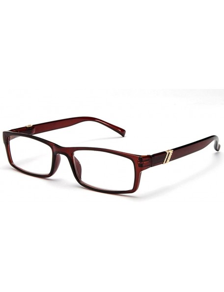 Square Unisex Slim Fit Temple Design Metal Frame Clear Lens Glasses - Brown - CV11YN6M9NF $9.42