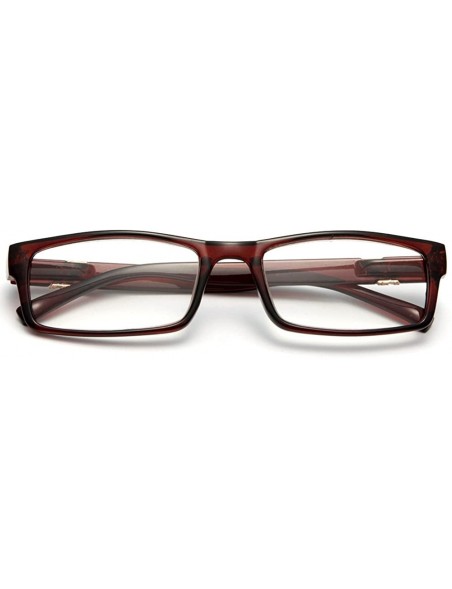 Square Unisex Slim Fit Temple Design Metal Frame Clear Lens Glasses - Brown - CV11YN6M9NF $9.42