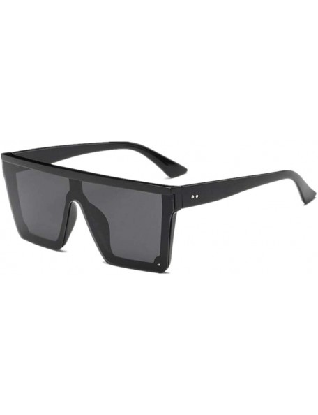 Square Male Flat Top Sunglasses Black Square UV400 Gradient Sun Glasses for Men Cool One Piece - Blue - CY194O76RCE $24.28