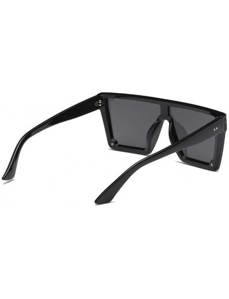 Square Male Flat Top Sunglasses Black Square UV400 Gradient Sun Glasses for Men Cool One Piece - Blue - CY194O76RCE $24.28