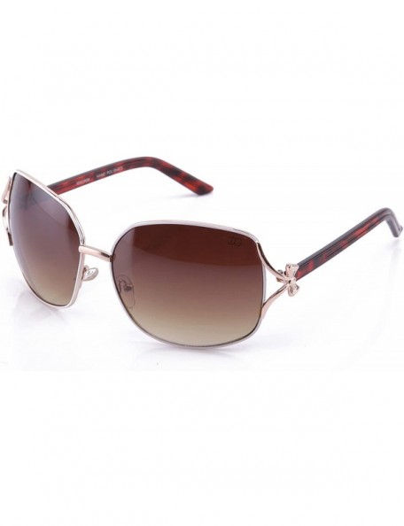 Aviator Fashion Classic Classy Bow Temple Design Sunglasses - Tortoise - CZ11CJUPMQ3 $7.14