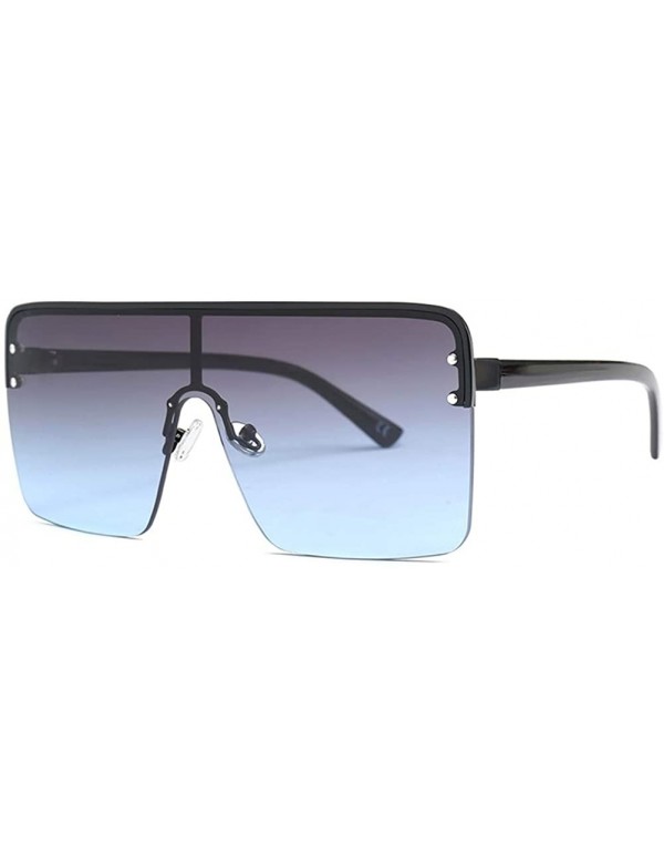 Rimless Oversized Sunglasses for Men Windproof Semi-rimless Women Sun Glasses Fashion - Full Black - CI18IS0I9DS $8.43