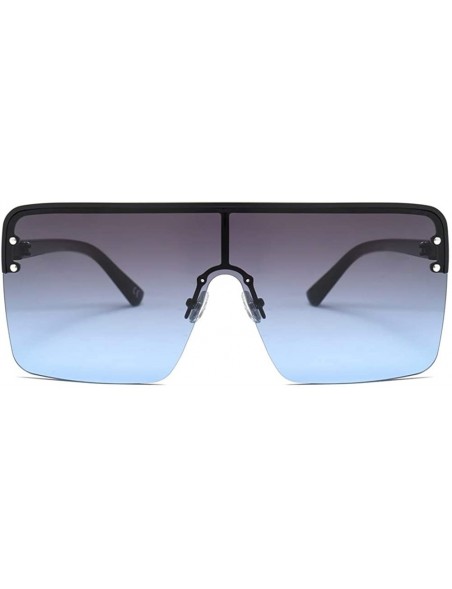 Rimless Oversized Sunglasses for Men Windproof Semi-rimless Women Sun Glasses Fashion - Full Black - CI18IS0I9DS $8.43