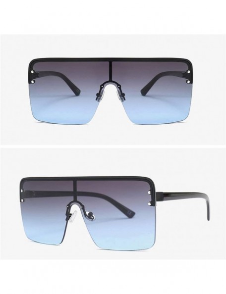 Rimless Oversized Sunglasses for Men Windproof Semi-rimless Women Sun Glasses Fashion - Full Black - CI18IS0I9DS $8.43