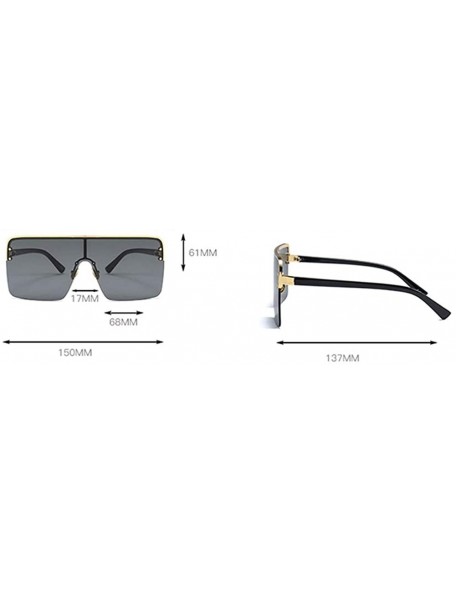 Rimless Oversized Sunglasses for Men Windproof Semi-rimless Women Sun Glasses Fashion - Full Black - CI18IS0I9DS $8.43