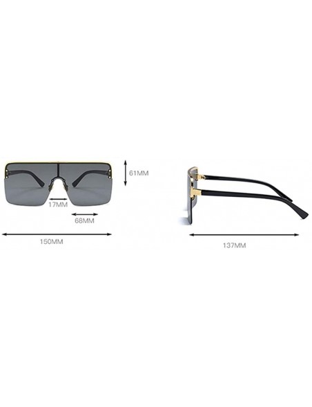 Rimless Oversized Sunglasses for Men Windproof Semi-rimless Women Sun Glasses Fashion - Full Black - CI18IS0I9DS $8.43