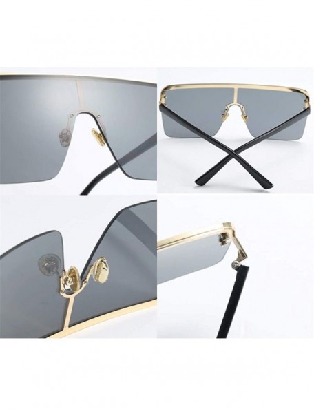 Rimless Oversized Sunglasses for Men Windproof Semi-rimless Women Sun Glasses Fashion - Full Black - CI18IS0I9DS $8.43