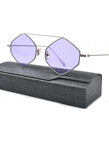 Square Fashion Small Polygon Sunglasses Unisex 2018 Hot Sale Sexy Colorful Lens - Purple - CJ180OT622Z $10.59