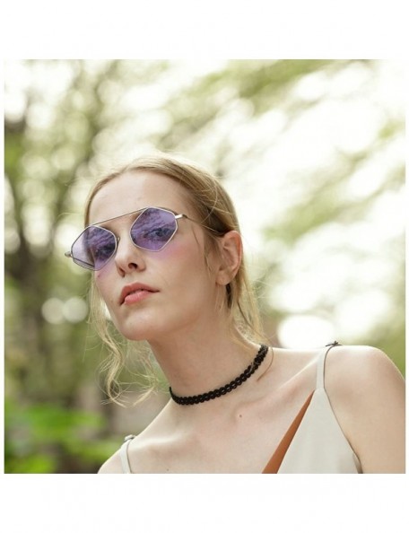 Square Fashion Small Polygon Sunglasses Unisex 2018 Hot Sale Sexy Colorful Lens - Purple - CJ180OT622Z $10.59