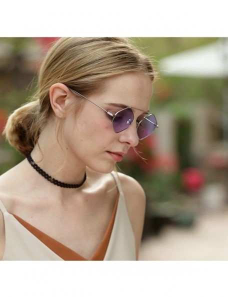 Square Fashion Small Polygon Sunglasses Unisex 2018 Hot Sale Sexy Colorful Lens - Purple - CJ180OT622Z $10.59