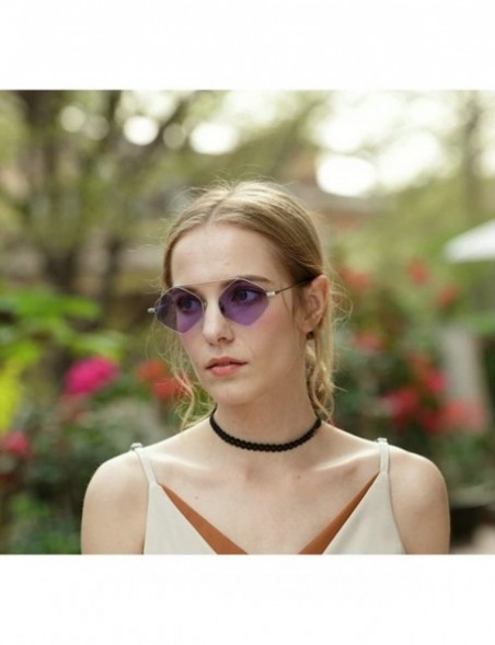Square Fashion Small Polygon Sunglasses Unisex 2018 Hot Sale Sexy Colorful Lens - Purple - CJ180OT622Z $10.59