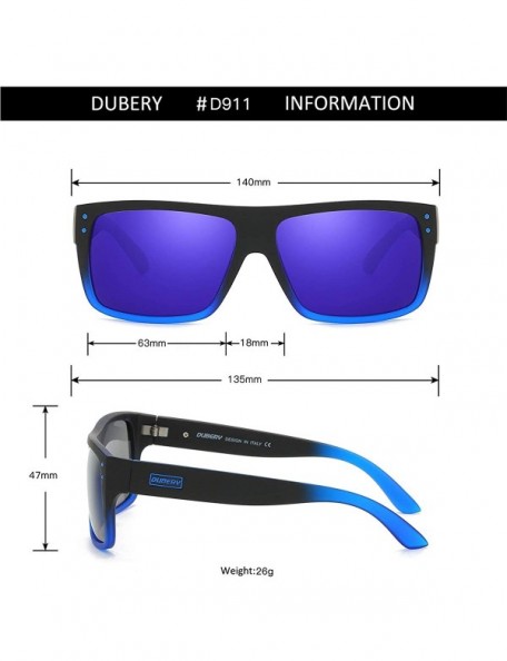 Rectangular Unisex Polarized Sunglasses UV Protection Retro Rectangular Sun Glasses For Men & Women D912 - Black&blue/Blue - ...