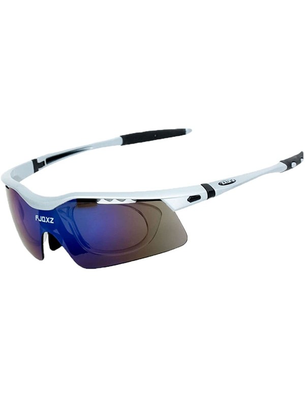 Sport Polarized Sunglasses Interchangeable Cycling Baseball - Silver - CS184KE5ZCZ $39.53