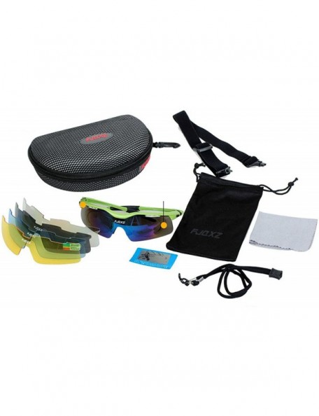 Sport Polarized Sunglasses Interchangeable Cycling Baseball - Silver - CS184KE5ZCZ $98.19