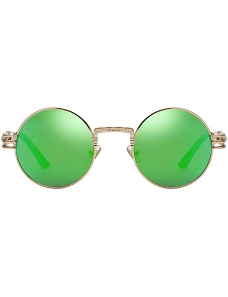 Round Steampunk Round Sunglasses for Men and Women John Lennon Glasses Circle Metal Eyewear - CZ18RCA4HGU $9.96