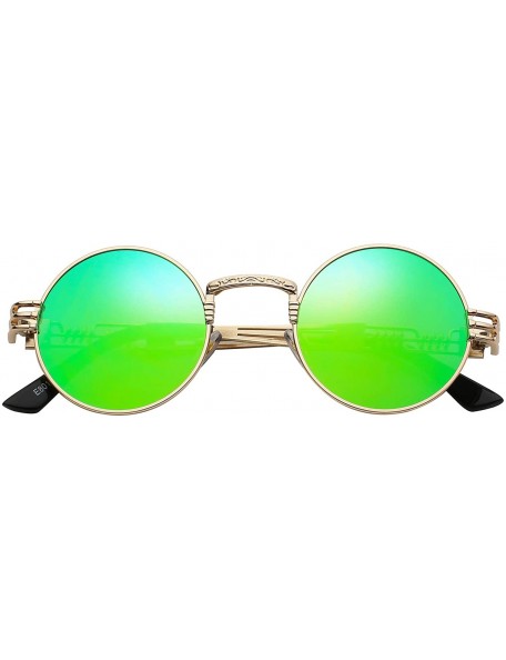 Round Steampunk Round Sunglasses for Men and Women John Lennon Glasses Circle Metal Eyewear - CZ18RCA4HGU $9.96