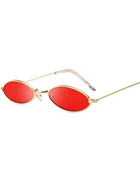Oval Retro Small Oval Sunglasses Women Female Vintage Hip Hop Balck Glasses Retro Sunglass Lady Eyewear - Goldred - CA198U5W7...