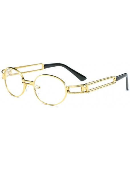 Oval Vintage Designer Fashion Sunglasses Oval Frame UV Protection - Gold-clear - CH17YGQAAT9 $12.04