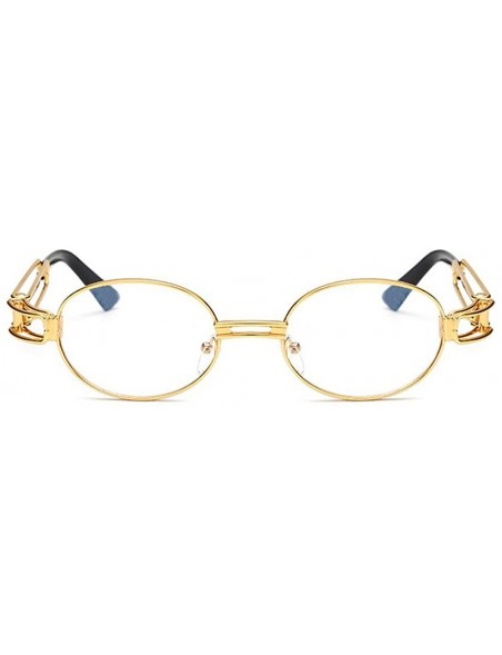 Oval Vintage Designer Fashion Sunglasses Oval Frame UV Protection - Gold-clear - CH17YGQAAT9 $12.04